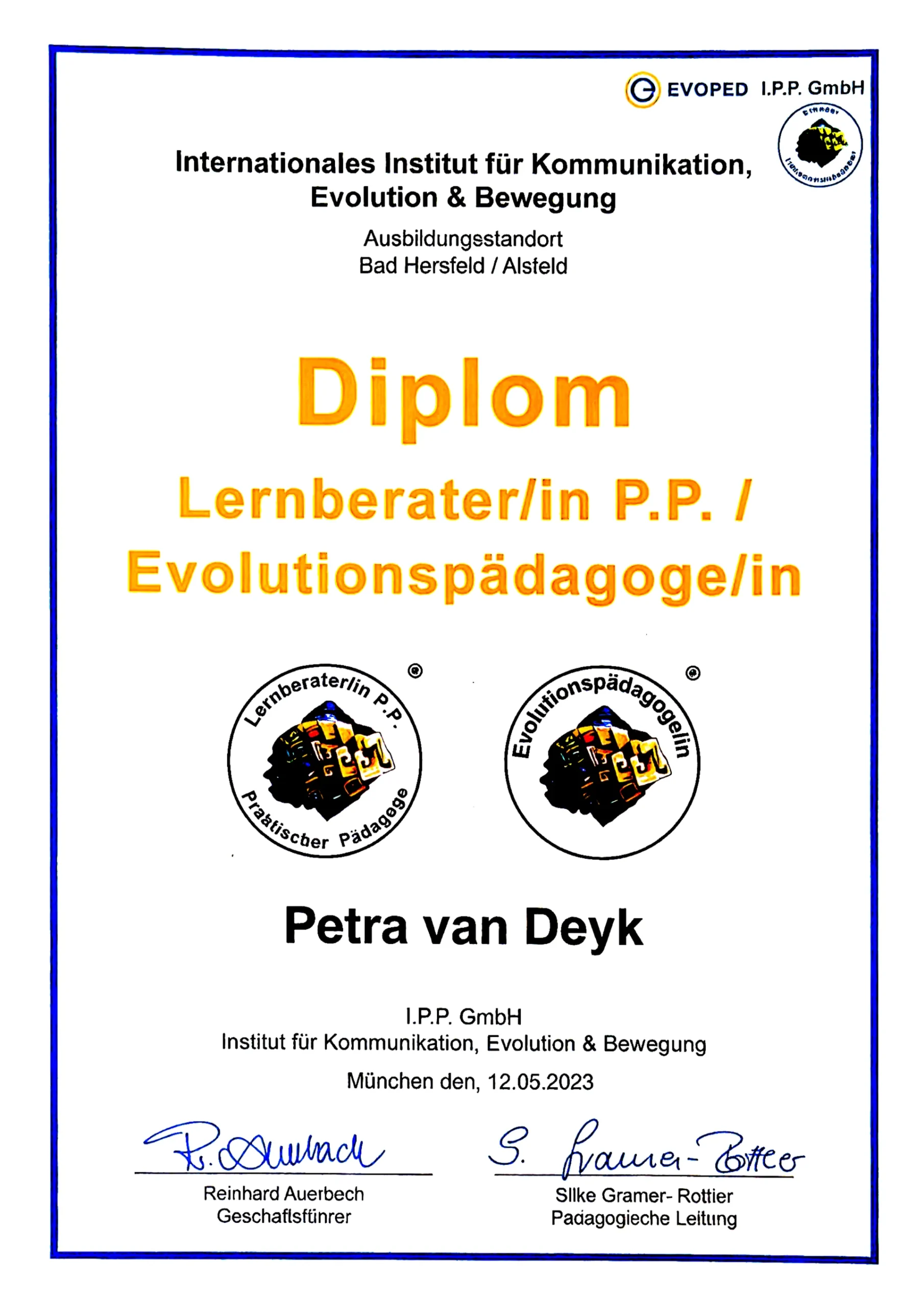 petra-van-deyk-hypnose-zertifikat-ipp Zertifikat der Lernberaterausbildung